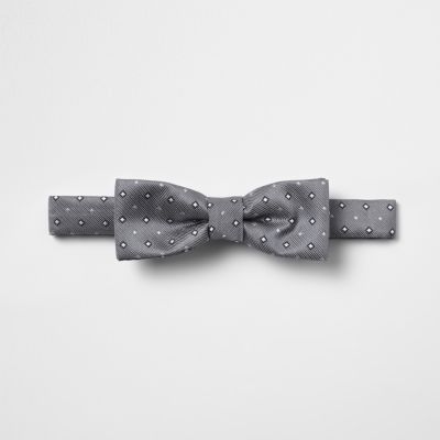 Boys grey diamond print bow tie